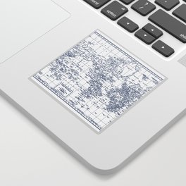 World Map Blue on White Sticker