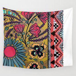 Yellow Floral Southwest Pattern  Wall Tapestry