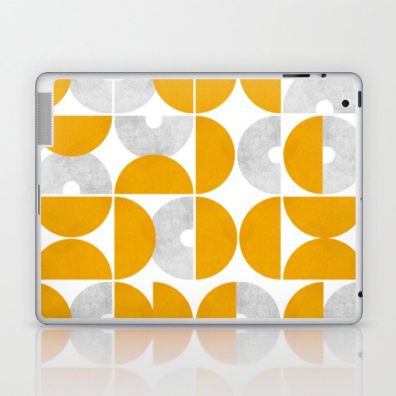 Aesthetic orange/yellow and grey modern mid-century shapes Laptop & iPad Skin
