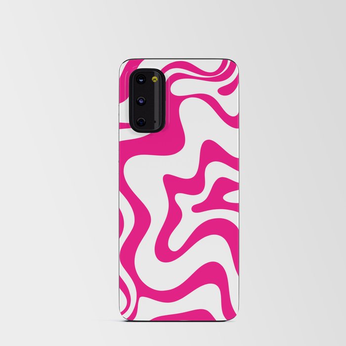 Retro Liquid Swirl Abstract Pattern in Y2K Hot Pink and White Android Card Case