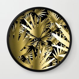 Modern color gold black tropical abstract leaves Wall Clock | Tropical, Abstractleaves, Black, Abstractpalmtree, Tropicalfloral, Goldleaves, Abstract, Leavespattern, Modern, Colorgold 