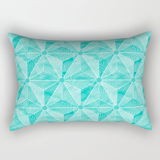 Geodesic Palm_Turquoise Rectangular Pillow