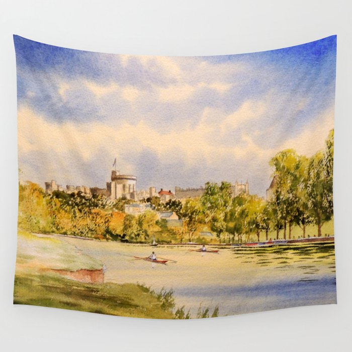 Windsor Castle And River Thames Wall Tapestry by Bill Holkham Society6