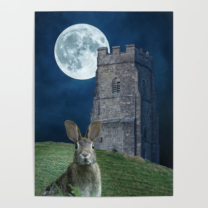 Glastonbury Moon Hare Poster