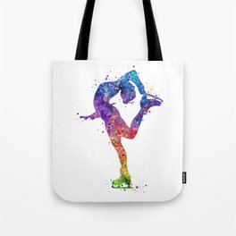 Ice Skating Girl Colorful Watercolor Art Gift Tote Bag