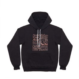Figure Skating Subway Style Typographic Design Rose Gold Foil Hoody