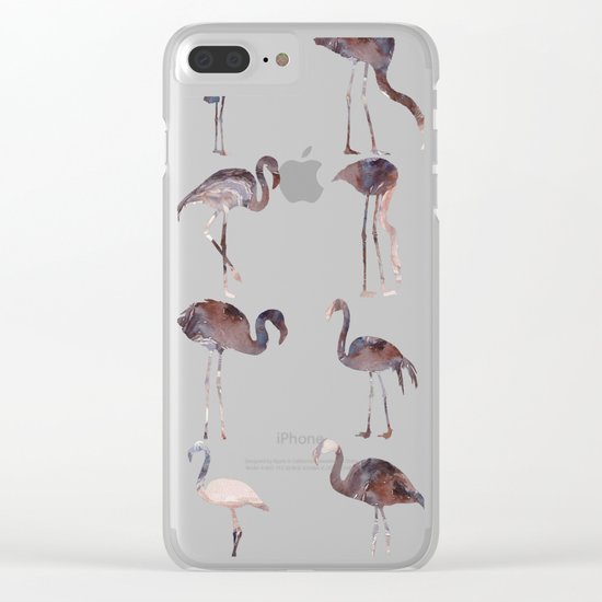 Flamingo Pattern Clear iPhone Case