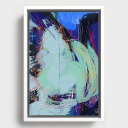 Abstract Expressionism Blue Pastel Vector Art  Framed Canvas