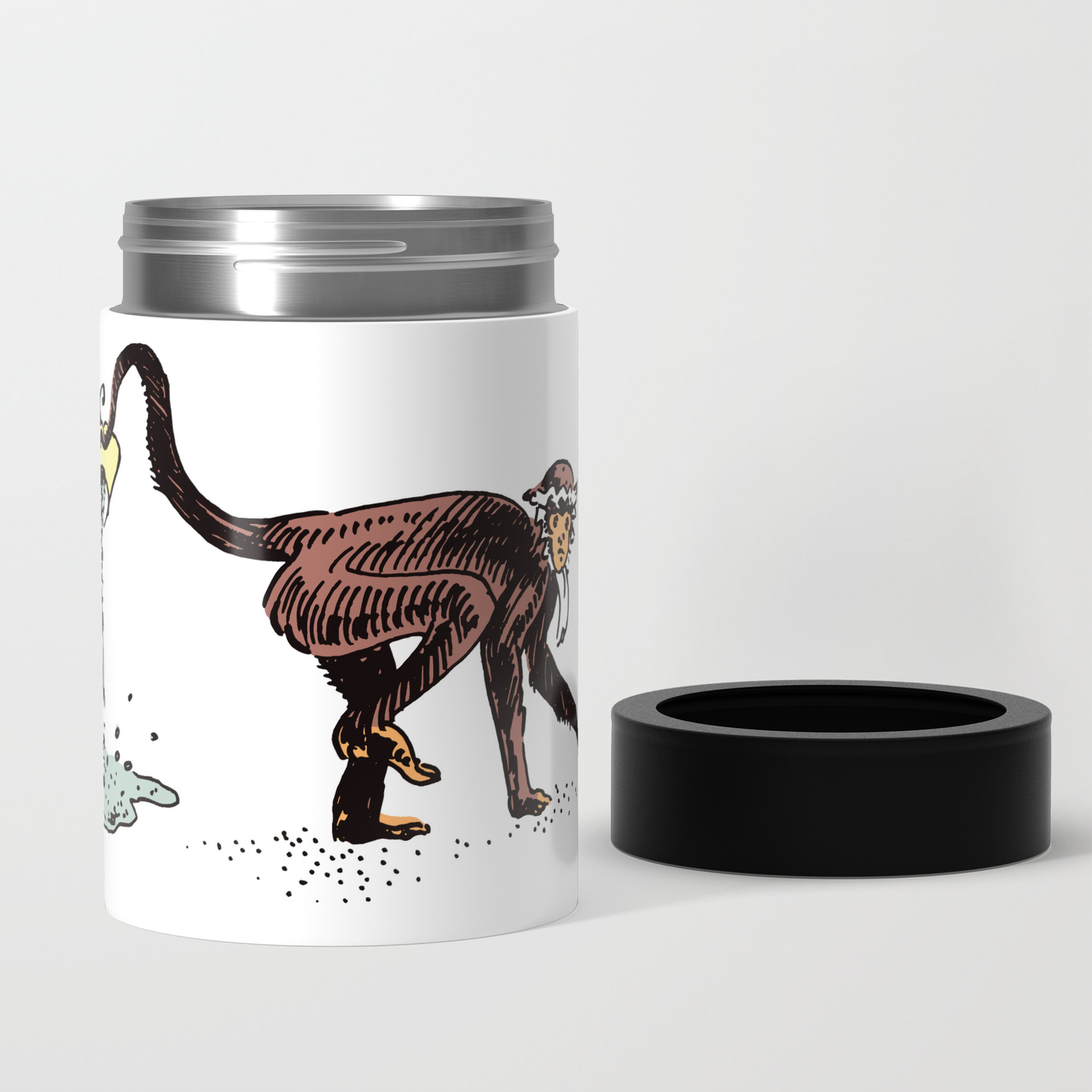 Spill-A-Cup Monkey Cute Animal Comic Funny Monkey Spilling Water Can Cooler  by Meruna Art | Society6