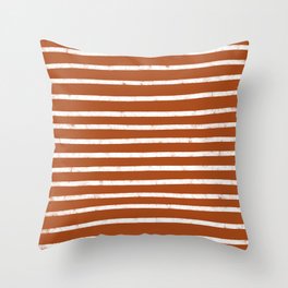 Hand Drawn Stripes (white/burnt orange) Throw Pillow