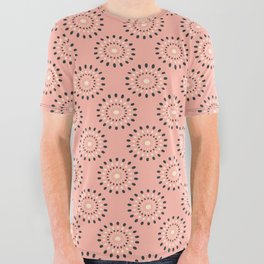 SPLASH RETRO ABSTRACT in BLACK AND WHITE ON BLUSH PINK All Over Graphic Tee