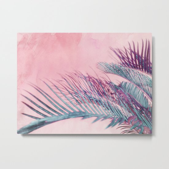 Velvet Pink Palms Metal Print