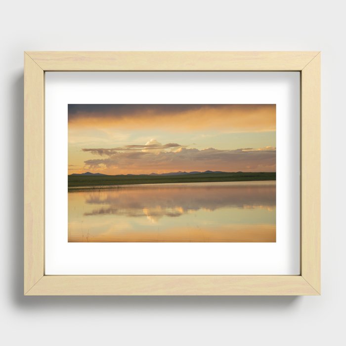 Sunset at the town Recessed Framed Print