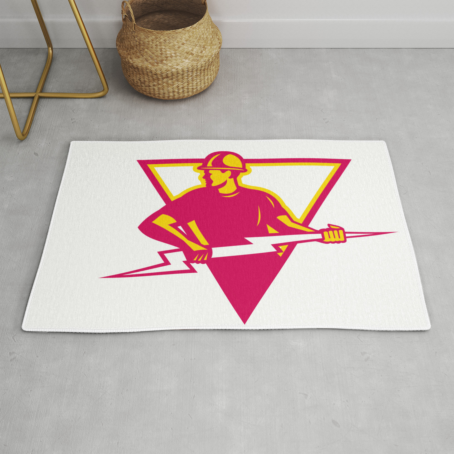 Power Lineman With Thunderbolt Triangle Rug By Patrimonio Society6