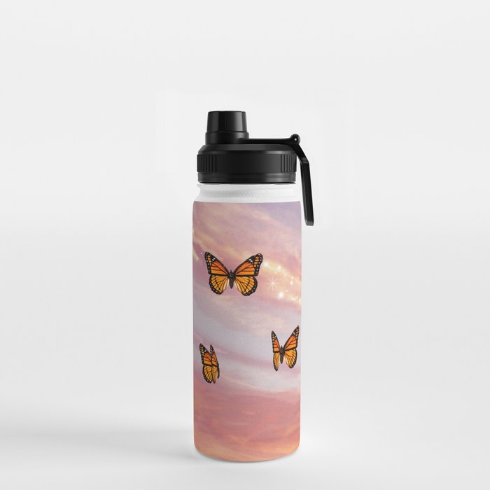 Butterfly Sunset Aesthetic Water Bottle by trajeado14