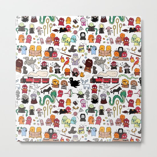 Kawaii Harry Potter Doodle Metal Print