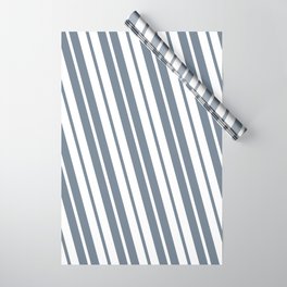 [ Thumbnail: Slate Gray & White Colored Lines/Stripes Pattern Wrapping Paper ]