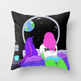 Alien Girl Throw Pillow