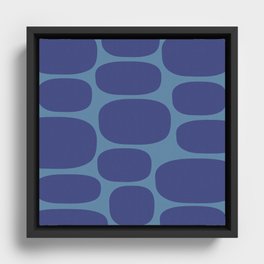 Modernist Spots 256 Blue On Purple Framed Canvas