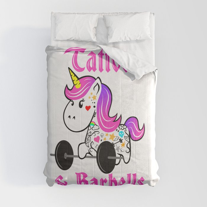 Tattoo Barbell Girl Unicorn Comforter