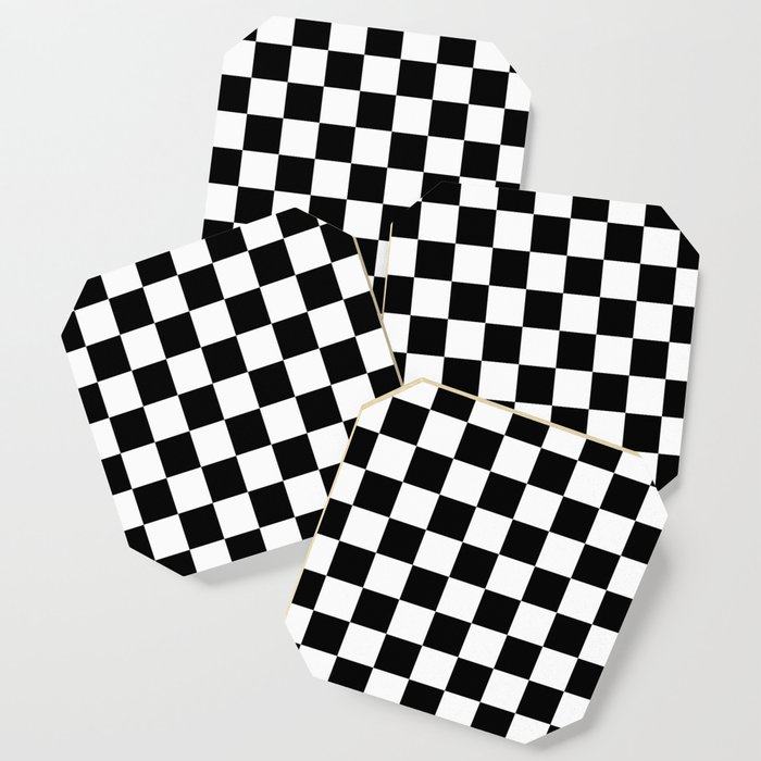 White and Black Checkerboard Coaster