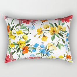 Wildflower Watercolor Rectangular Pillow