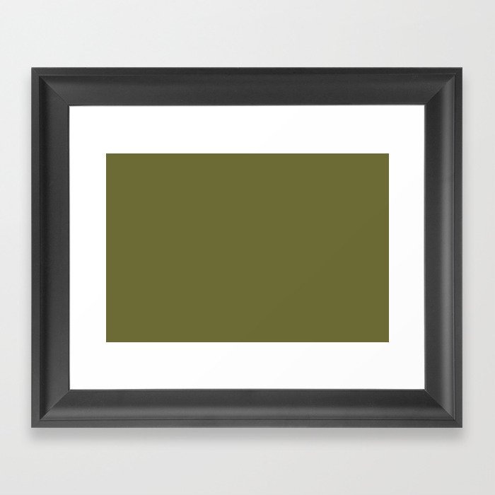 Solid Color Olive Green Framed Art Print