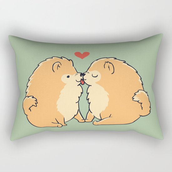 Pomeranian Kisses Rectangular Pillow