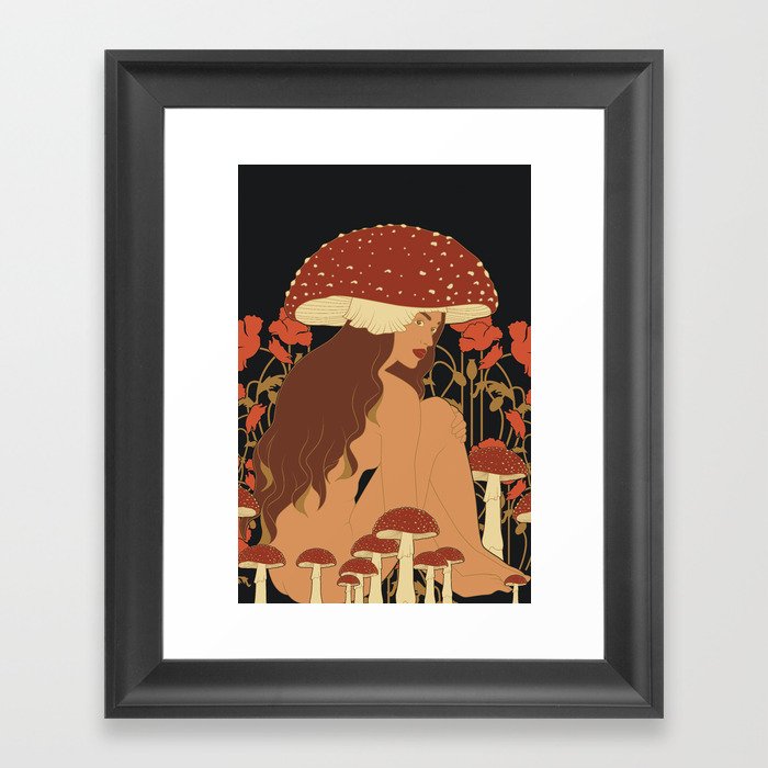 Mystical Mushroom Woman  Framed Art Print