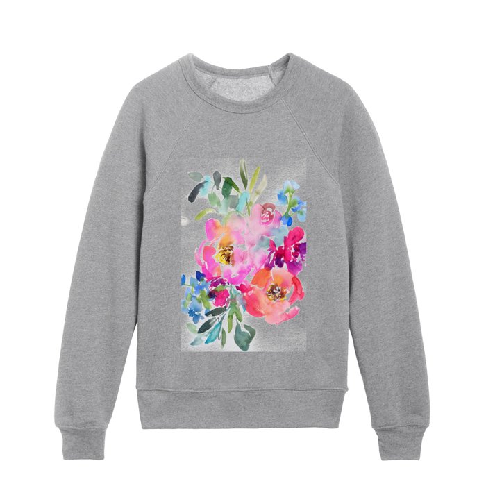 bouquet of peonies with carnation Kids Crewneck