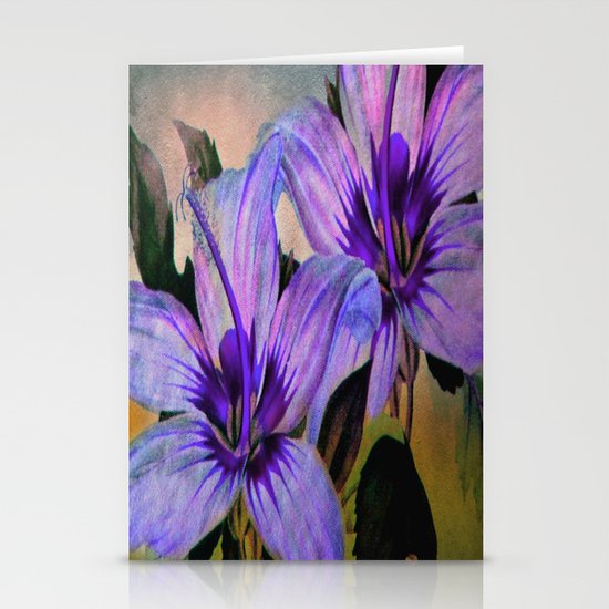 Vintage Painted Lavender Lily Stationery Cards