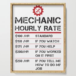 Funny Mechanic Hourly Rate For Auto Repairman Serving Tray