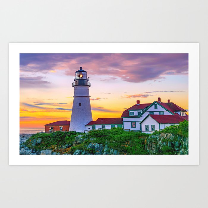 Portland Head Lighthouse Sunrise Print Art Print