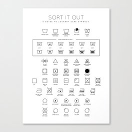 Laundry Symbols - White Canvas Print