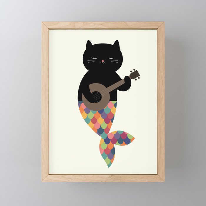 Black Meowmaid Framed Mini Art Print
