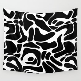 Black And White  Odd Shapes Hand Drawn Pattern Wall Tapestry