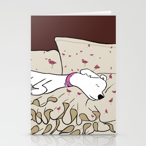 Dog In A Pile of Blankets Stationery Cards | Drawing, Digital, Dog, Blankets, Dog-sleeping, White-dog, Puppy, Cute, Animals, Adorable