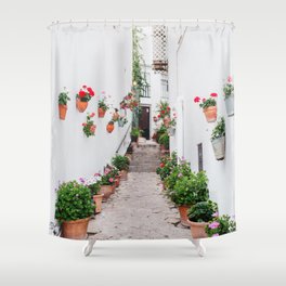 Floral Narrow Street in Spain Shower Curtain