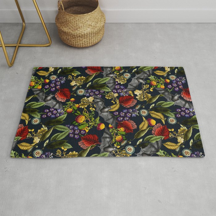 Flying Fox and Floral Pattern Rug