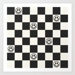 Smiley Face & Checkerboard  Art Print