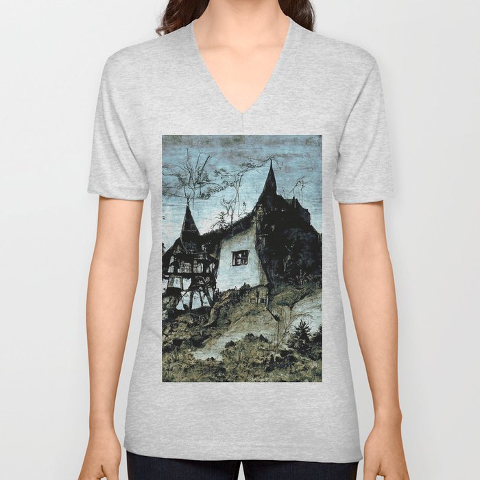 Where the witches are hiding V Neck T Shirt
