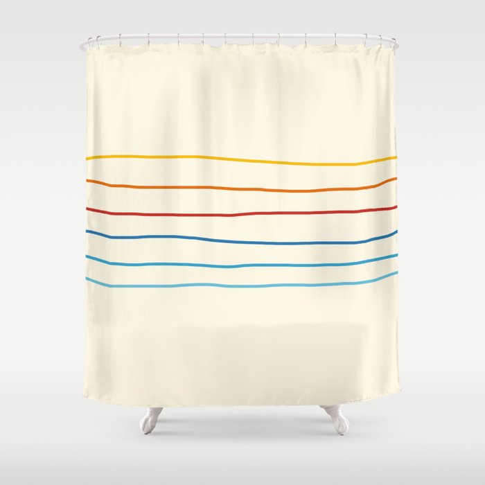 Bright Classic Abstract Minimal 70s Rainbow Retro Summer Style Stripes #1 Shower Curtain