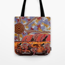 Uluru (Ayers Rock) Authentic Aboriginal Art Tote Bag
