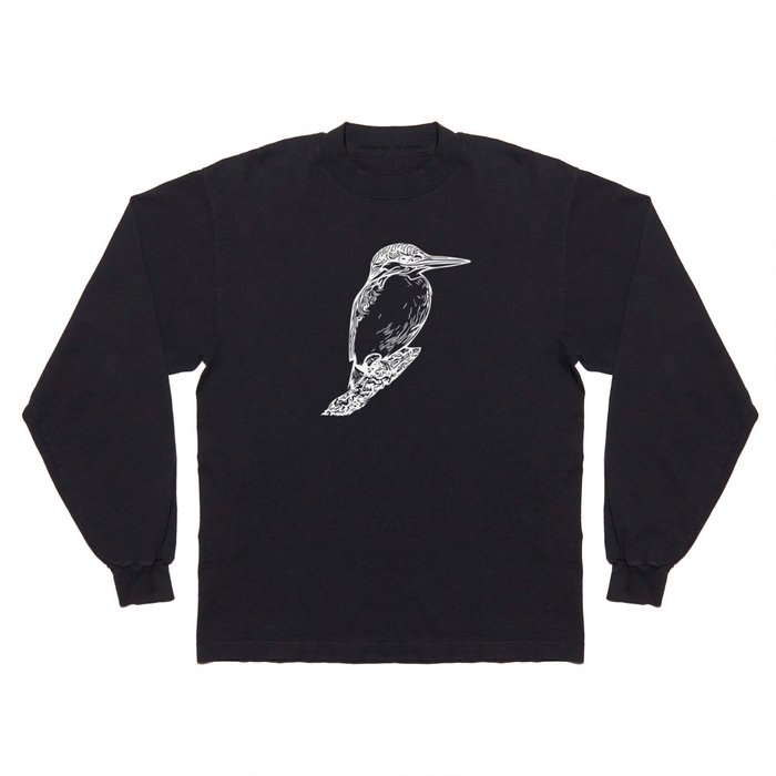 Vintage Elegant Kingfisher - Bird Nature Motif Long Sleeve T Shirt
