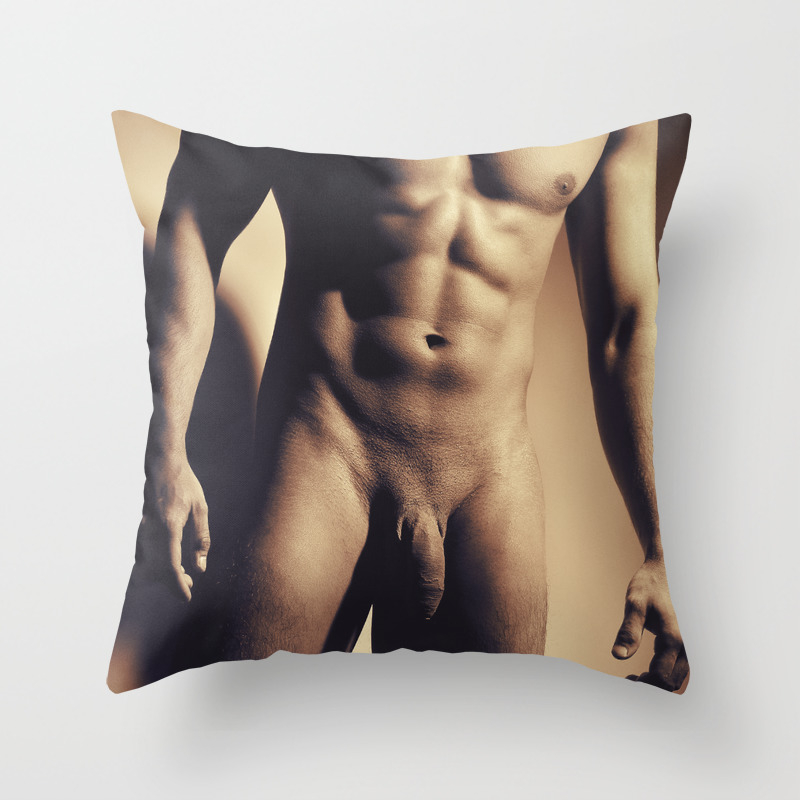 Man Naked Showing His Great Muscular Body Throw Pillow By