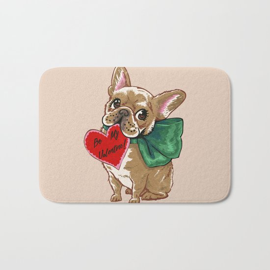 Be My Valentine Frenchie Bath Mat