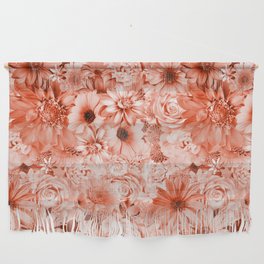 coral pink floral bouquet aesthetic cluster Wall Hanging