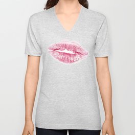KISS LIPS IN RED. V Neck T Shirt