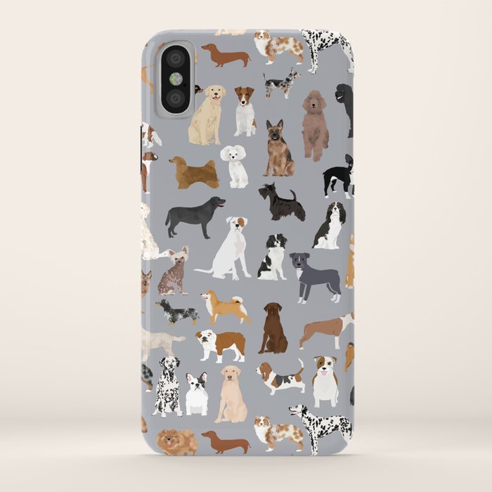 mixed dog lots of dogs dog lovers rescue dog art print pattern grey poodle shepherd akita corgi iphone case