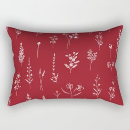 Red Wildflowers Rectangular Pillow